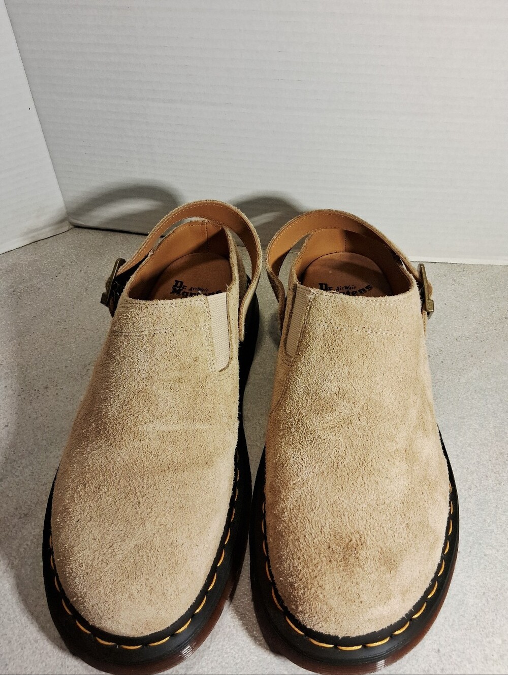 Dr Doc Martens Isham Beige Suede Mules Womans Sz. 11 - Picture 2 of 9